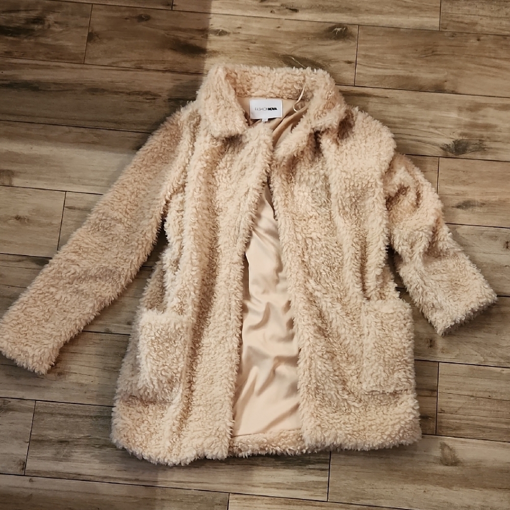 Fashion Nova Cozy Teddy Jacket in Tan